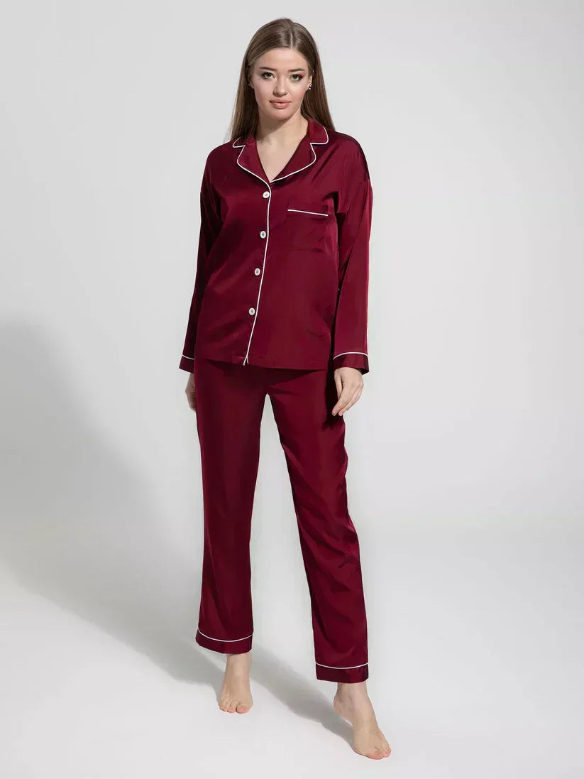 Mehroon Plain Silk Suit – Baggy Trouser