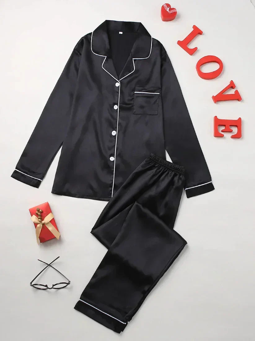 Black Plain Silk Suit – Baggy Trouser
