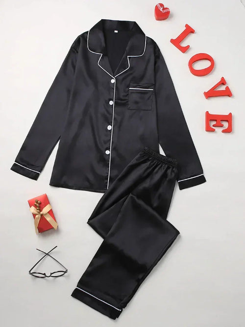 Black Plain Silk Suit – Baggy Trouser