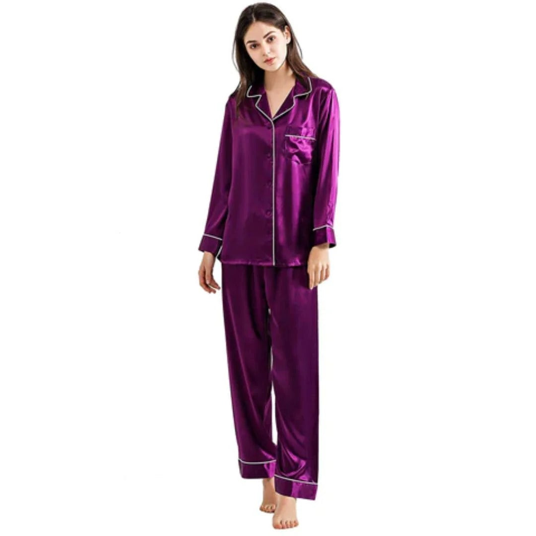 Purple Plain Silk Suit – Baggy Trouser